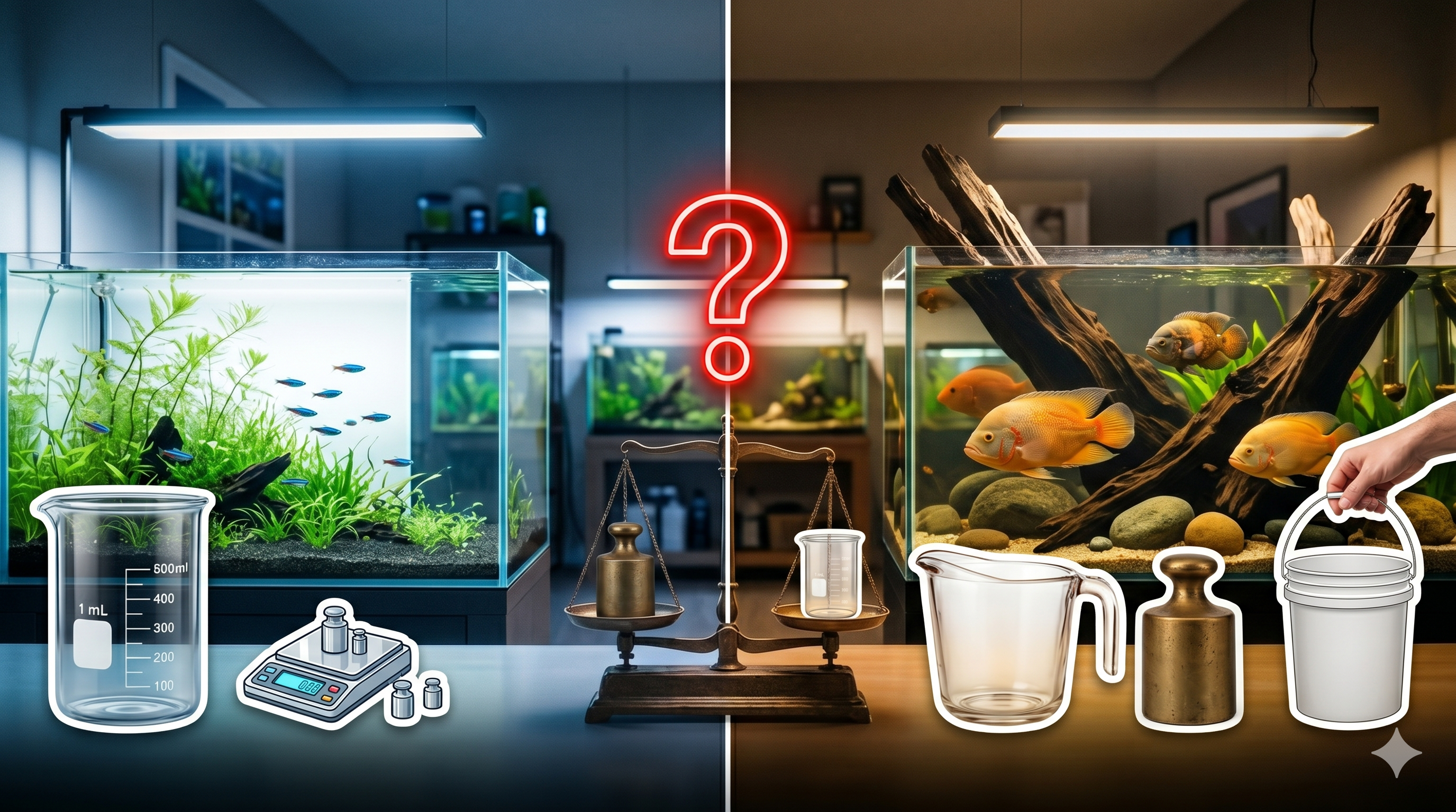 Aquarium chemicals and measuring tools