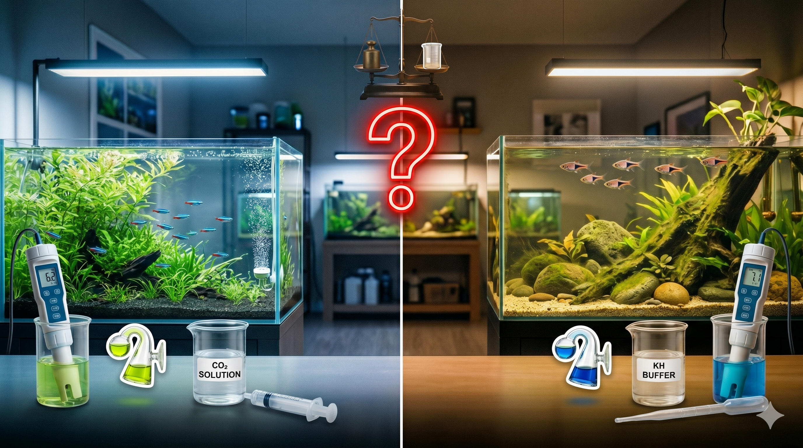 Planted aquarium with CO2 bubbles